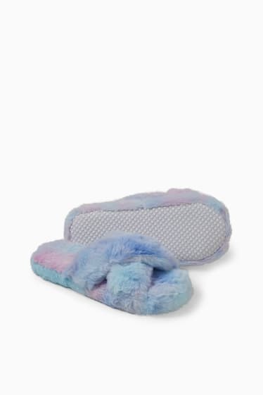Bambine - Pantofole di ecopelliccia - rosa / azzurro