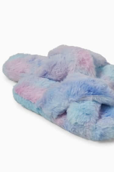 Bambine - Pantofole di ecopelliccia - rosa / azzurro