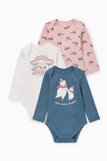 Bebés - Pack de 3 - bodies para bebé - blanco / rosa