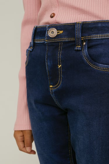 Kinderen: meisjes - Skinny jeans - thermojeans - jeansdonkerblauw