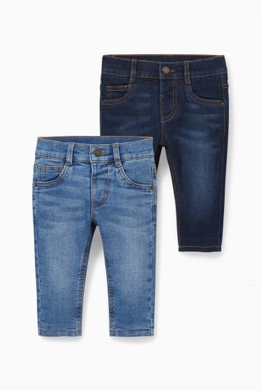 Neonati - Confezione da 2 - jeans termici per neonati - jeans blu