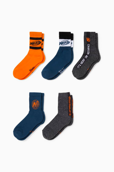 Enfants - Lot de 5 paires - NERF - chaussettes à motif - coloré