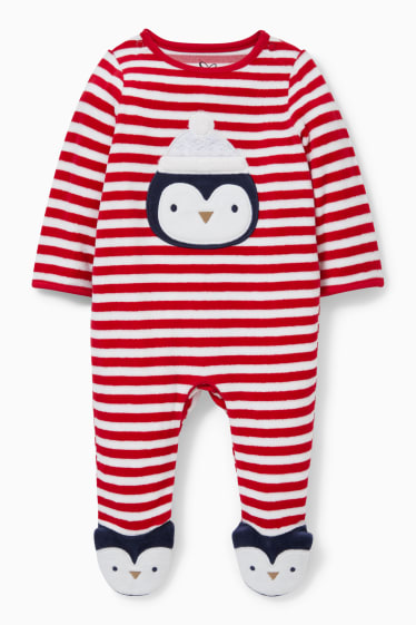 Bébés - Pyjama bébé - à rayures - rouge