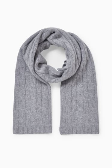 Donna - Sciarpa in cashmere - motivo treccia - grigio melange