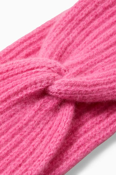 Donna - Fascetta scaldafronte di cashmere con nodo - fucsia