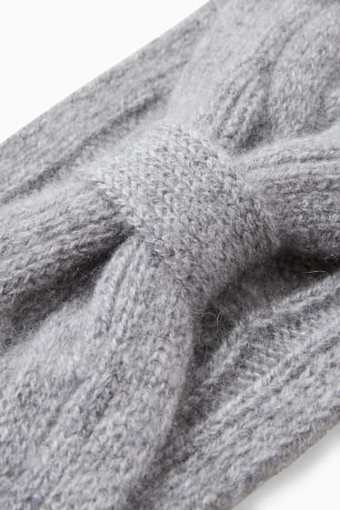Donna - Fascetta scaldafronte di cashmere - motivo a treccia - grigio melange