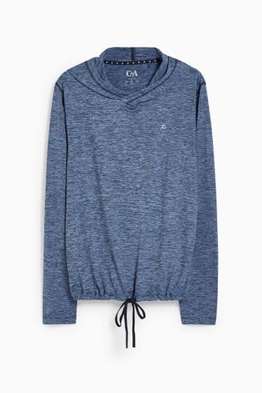 Donna - Maglia tecnica con cappuccio - hiking - 4 Way Stretch - blu / blu scuro