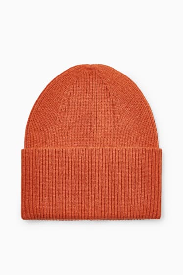 Femmes - Bonnet en maille - orange foncé