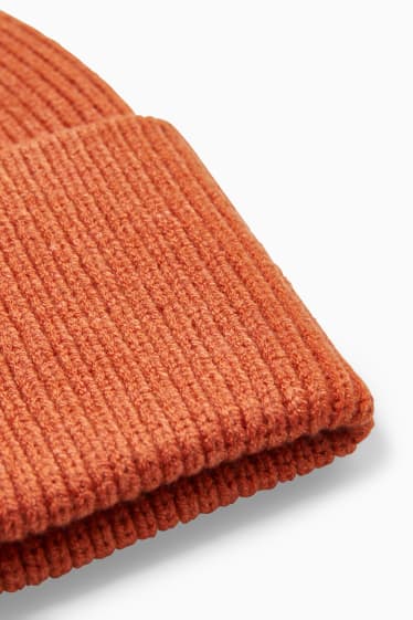 Femmes - Bonnet en maille - orange foncé