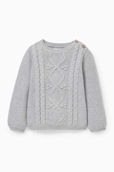 Babys - Baby-Pullover - Zopfmuster - grau