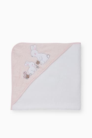 Babies - Baby bath towel - white / rose