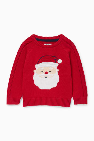 Niemowlęta - Niemowlęcy sweter w bożonarodzeniowym stylu - czerwony