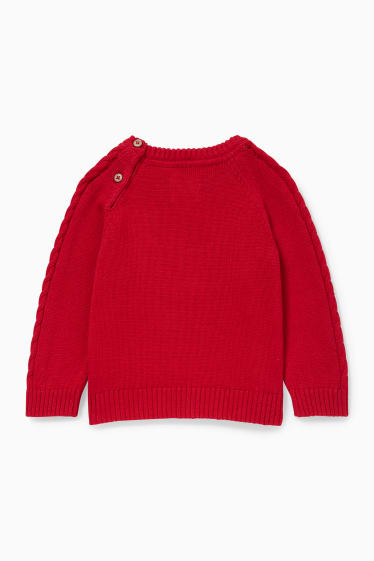 Niemowlęta - Niemowlęcy sweter w bożonarodzeniowym stylu - czerwony