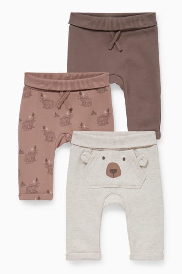 Bébés - Lot de 3 - pantalons de jogging bébé - marron