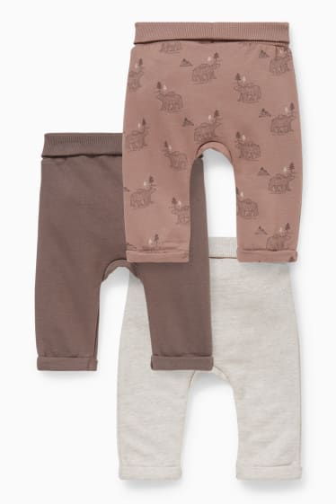 Bébés - Lot de 3 - pantalons de jogging bébé - marron