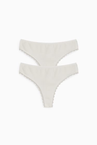 Donna - Confezione da 2 - perizoma - bianco crema