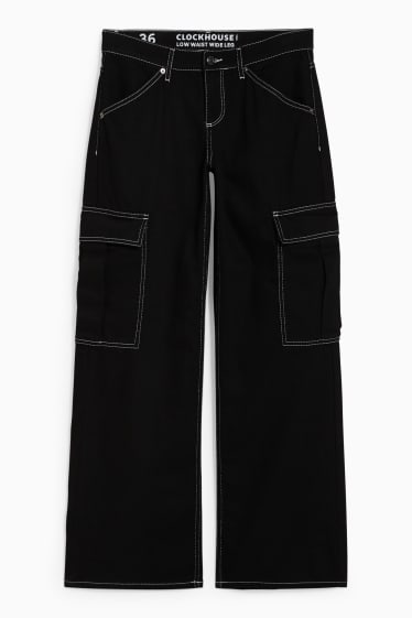 Women - CLOCKHOUSE - wide leg jeans - low waist - black