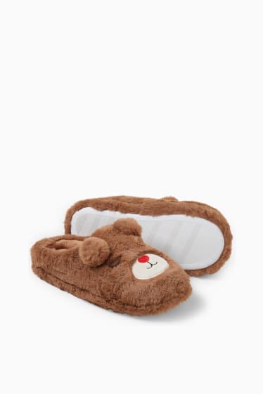 Femmes - CLOCKHOUSE - chaussons en imitation fourrure - marron