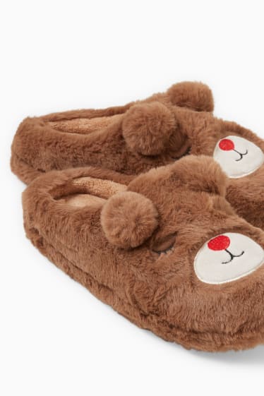 Femmes - CLOCKHOUSE - chaussons en imitation fourrure - marron