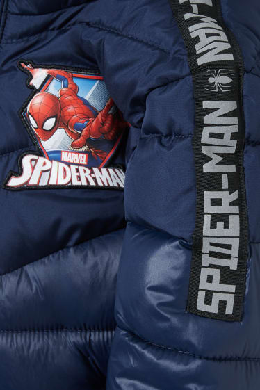 Kinderen - Spider-Man - gewatteerde jas met capuchon - donkerblauw