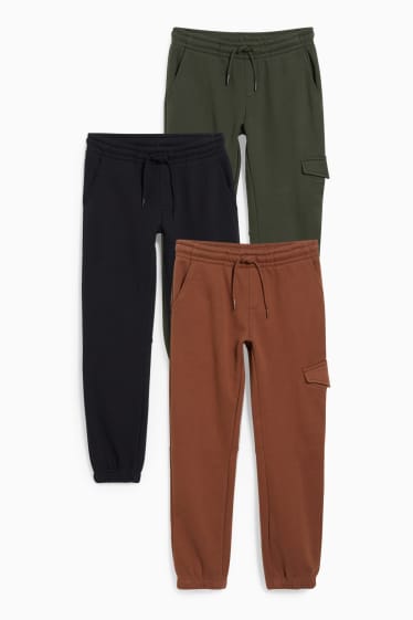 Kinderen: jongens - Set van 3 - joggingbroek - donkergroen / donkerblauw