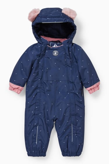 Bébés - Combinaison de neige bébé à capuche  - bleu foncé