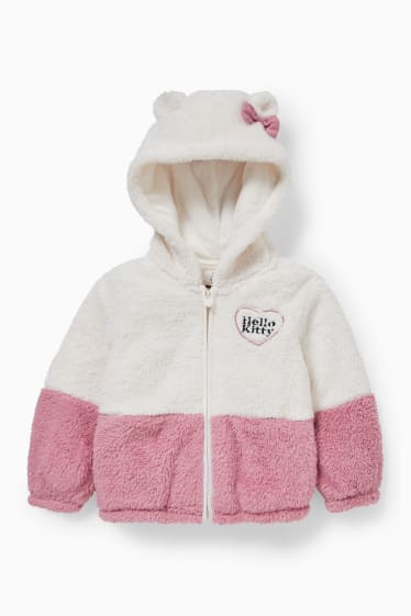 Kinder - Hello Kitty - Teddy-Jacke mit Kapuze  - cremeweiß