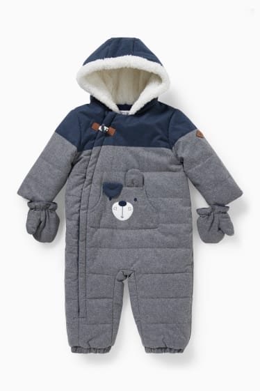 Babys - Baby-Schneeanzug mit Kapuze - grau-melange