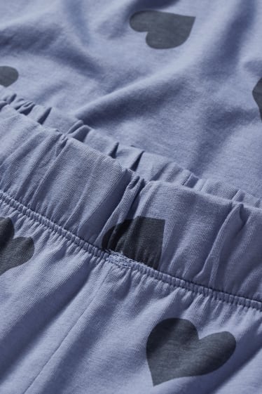 Damen - Pyjama - gemustert - blau
