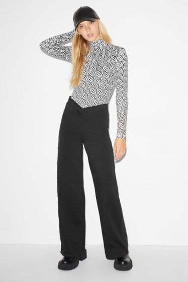 Dames - CLOCKHOUSE - broek van sweatstof - wide leg - zwart