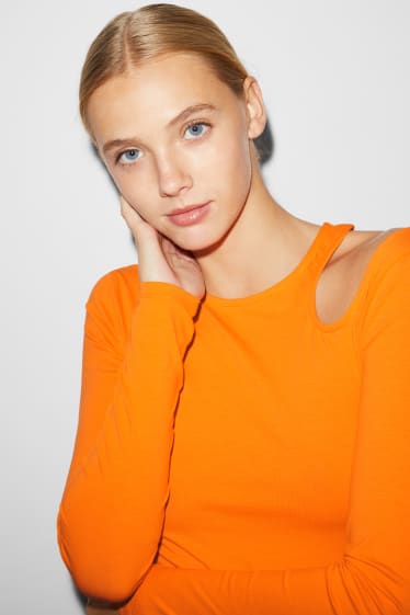 Damen - CLOCKHOUSE - Crop Langarmshirt - orange