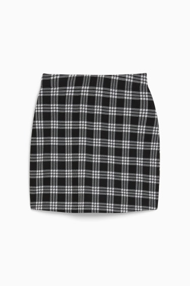 Nastolatki - CLOCKHOUSE - spódnica mini - w kratę - czarny / biały