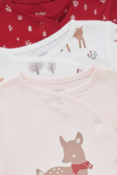 Bebés - Pack de 3 - pijamas para bebé - rojo / blanco roto