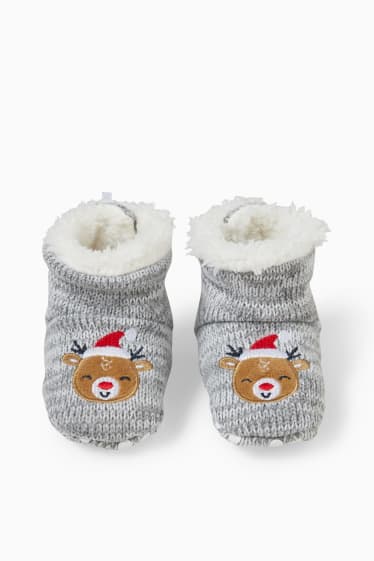 Babies - Christmas baby booties - light gray-melange