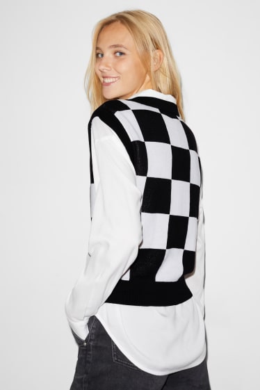 Teens & young adults - CLOCKHOUSE - slipover - check - black / white
