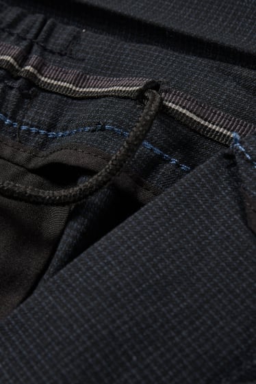 Men - Chinos - tapered fit - Flex - 4 Way Stretch - check - anthracite