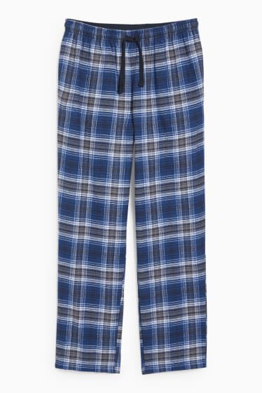 Mężczyźni - Flanelowe spodnie od piżamy - w kratę - niebieski / ciemnoniebieski