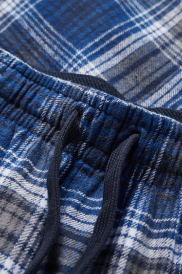 Hommes - Pantalon de pyjama en flanelle - à carreaux - bleu  / bleu foncé