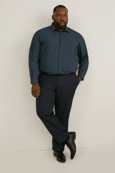 Heren - Overhemd - regular fit - kent - gemakkelijk te strijken - minimale opdruk - donkergroen / zwart