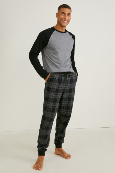 Uomo - Pigiama con pantaloni di flanella - nero / grigio