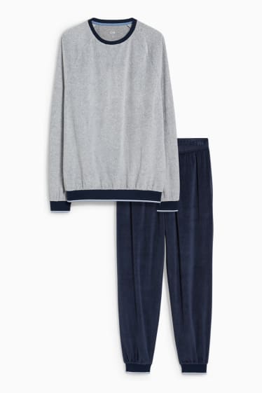 Hommes - Pyjama d'hiver - bleu foncé / gris