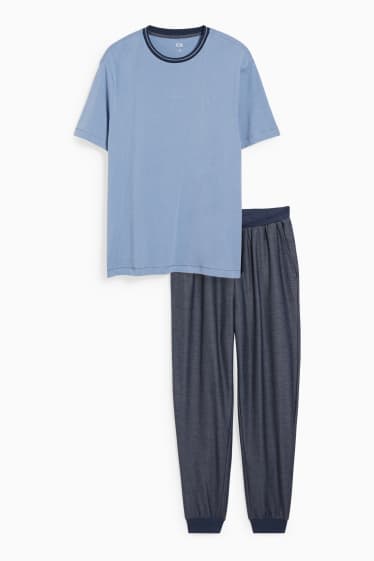 Herren - Pyjama - blau / grau