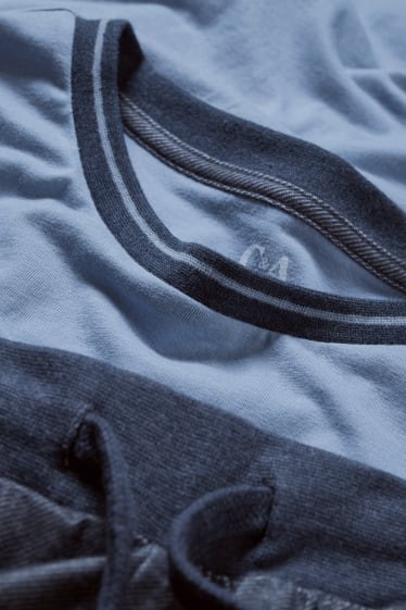 Herren - Pyjama - blau / grau