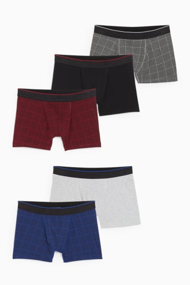 Heren - Set van 5 - trunks - LYCRA® - rood / donkerblauw