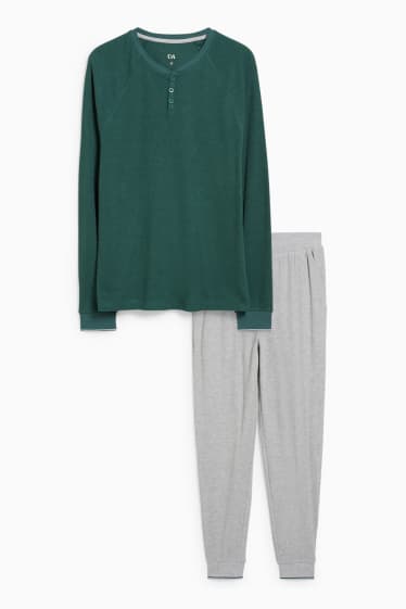 Herren - Pyjama - dunkelgrün / grau