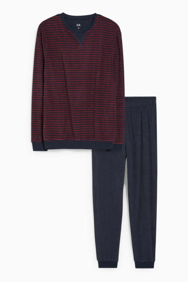 Hombre - Pijama de rizo - rojo / azul oscuro