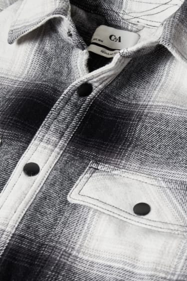Bărbați - Jachetă tip cămașă - în carouri - negru / alb