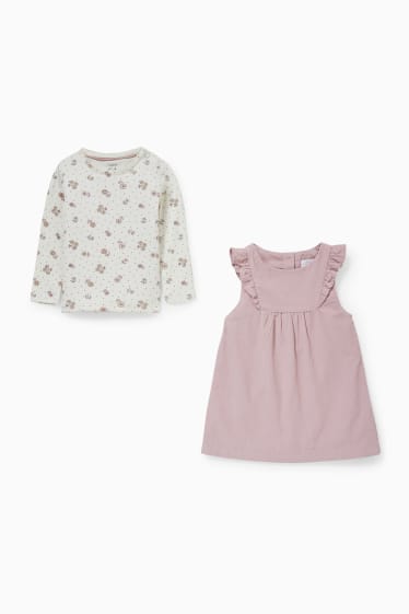 Babys - Baby-Outfit - 2 teilig - weiss / rosa