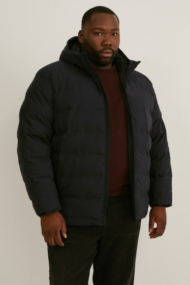 Herren - Steppjacke mit Kapuze - schwarz