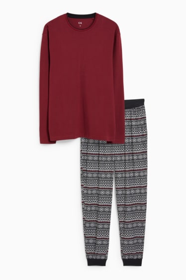 Herren - Pyjama - schwarz / rot